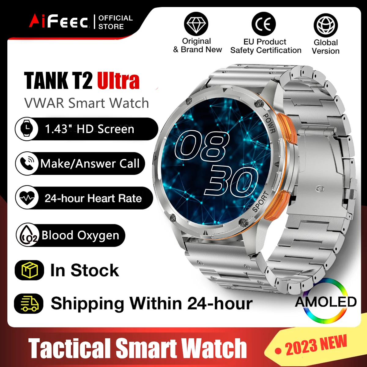 Tactical Smart Watch Waterproof and Dustproof 1.43" AMOLED Screen Bluetooth Call Sports Smartwatch Tank T2 Ultra for Men Women
Tactical Smart Watch Waterproof and Dustproof 1.43" AMOLED Screen Bluetooth Call Sports Smartwatch Tank T2 Ultra for Men Women
