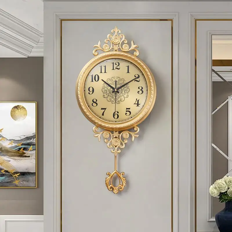 Brass wall clock retro creative fashion silent modern living room quartz wall clock
Brass wall clock retro creative fashion silent modern living room quartz wall clock