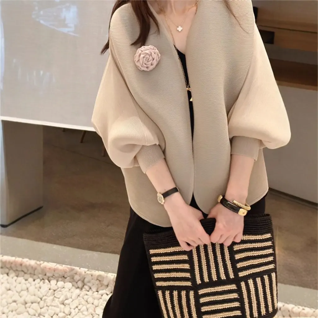 Three Houses Short Women's Jacket Spring Autumn High Sense Batwing Sleeve Pleated Open Cardigan Sunscreen Long Sleeve Top
Three Houses Short Women's Jacket Spring Autumn High Sense Batwing Sleeve Pleated Open Cardigan Sunscreen Long Sleeve Top