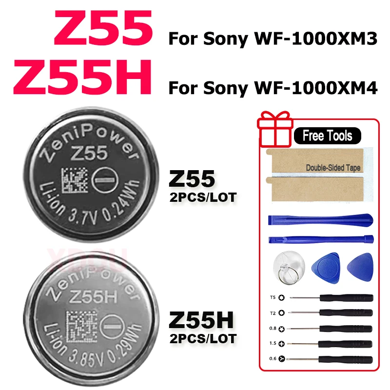 2pcs/lot Brand-New Replace Battery Z55H For WF-1000XM4 WF-SP900/SP700N /1000X WI-SP600N , Z55 For Sony WF-1000XM3 TWS Earphone
2pcs/lot Brand-New Replace Battery Z55H For WF-1000XM4 WF-SP900/SP700N /1000X WI-SP600N , Z55 For Sony WF-1000XM3 TWS Earphone