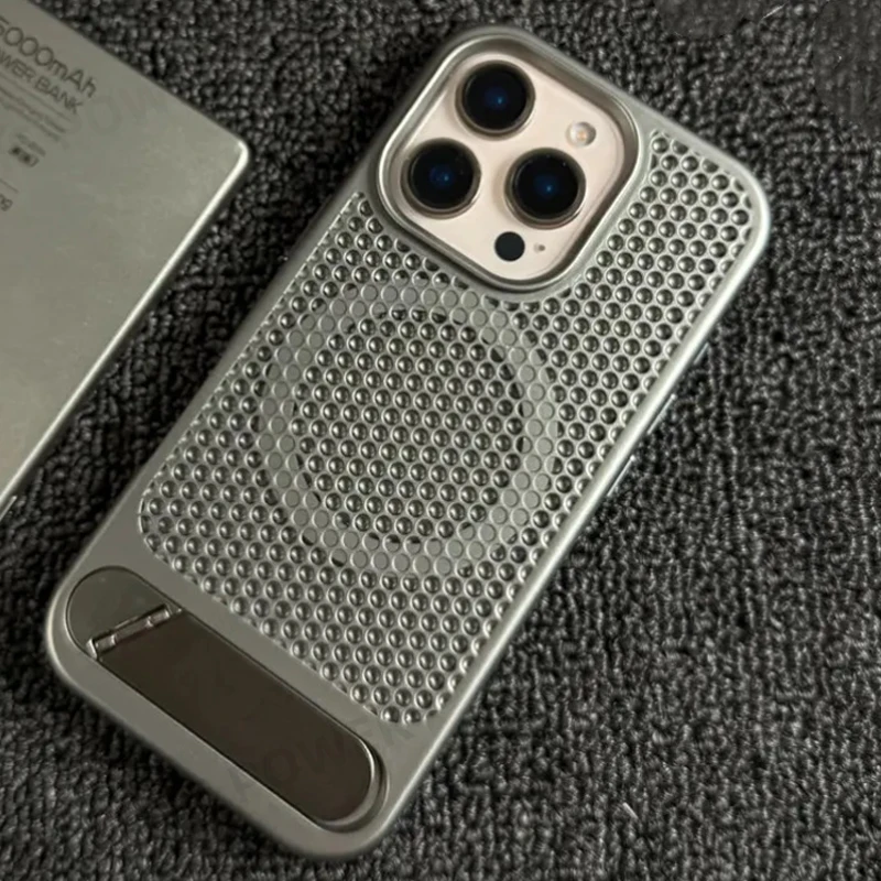 Heat Dissipation Mesh Phone Case for Magsafe Magnetic Wireless Charge Cover for iPhone 16 17pro Max 15 13 Pro 14 12 Metal Stand
Heat Dissipation Mesh Phone Case for Magsafe Magnetic Wireless Charge Cover for iPhone 16 17pro Max 15 13 Pro 14 12 Metal Stand