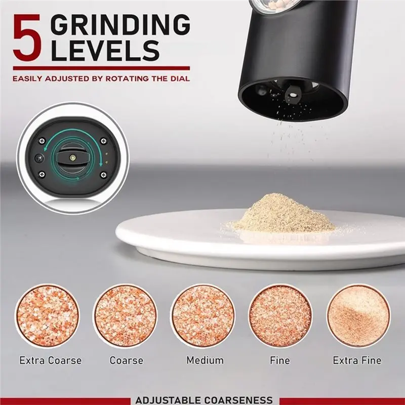 【PLAISIR】Adjustable Coarseness Rechargeable Electric Salt& Pepper Grinder Set USB Charging
【PLAISIR】Adjustable Coarseness Rechargeable Electric Salt& Pepper Grinder Set USB Charging