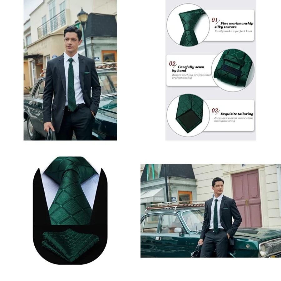 Plaid Checkered Tie Handkerchief Woven Classic Formal Men's Necktie & Pocket Square Set,A3-green
Plaid Checkered Tie Handkerchief Woven Classic Formal Men's Necktie & Pocket Square Set,A3-green