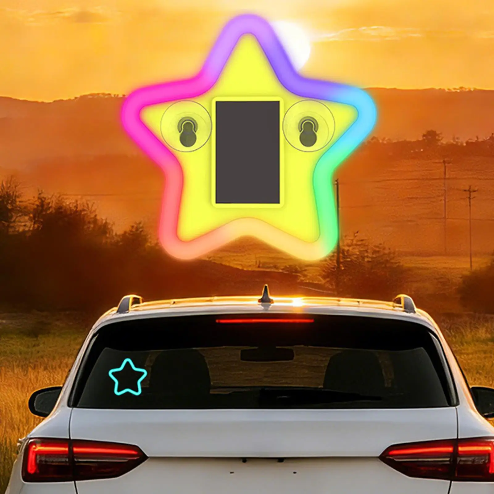Five-pointed Star Solar Car Ambient Light, Wireless Sensor Control Decor Lamp, Solar Powered Window Atmosphere Light for Car
Five-pointed Star Solar Car Ambient Light, Wireless Sensor Control Decor Lamp, Solar Powered Window Atmosphere Light for Car