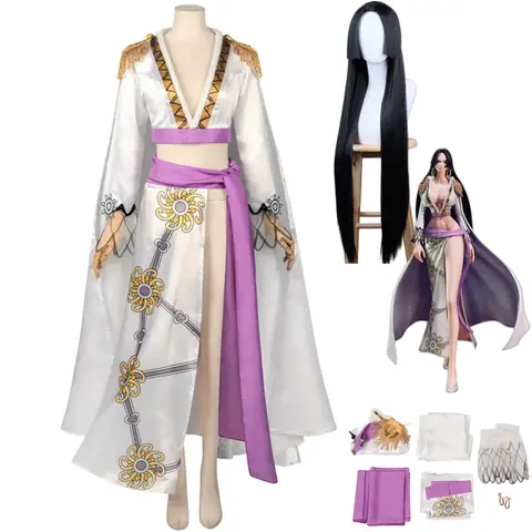 Anime Seven Warlords of The Sea Boa Hancock Cosplay Costume Empire Snake White Cloak Skirt Wig Woman Sexy Carnival Suit