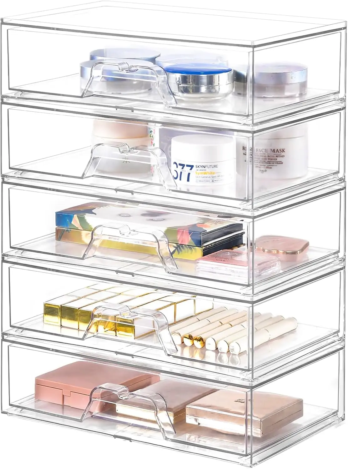 5-Pack Clear Stackable Acrylic Drawer Organizer for Makeup, Bathroom, Kitchen Storage
5-Pack Clear Stackable Acrylic Drawer Organizer for Makeup, Bathroom, Kitchen Storage