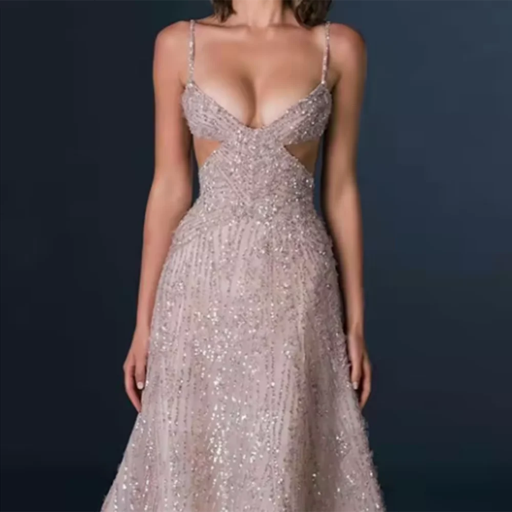 Customized A-Line Prom Dresses Floor-Length Spaghetti Strap Sleeveless Evening Gown Simple Fashion Sequined Draped Party Gown
Customized A-Line Prom Dresses Floor-Length Spaghetti Strap Sleeveless Evening Gown Simple Fashion Sequined Draped Party Gown