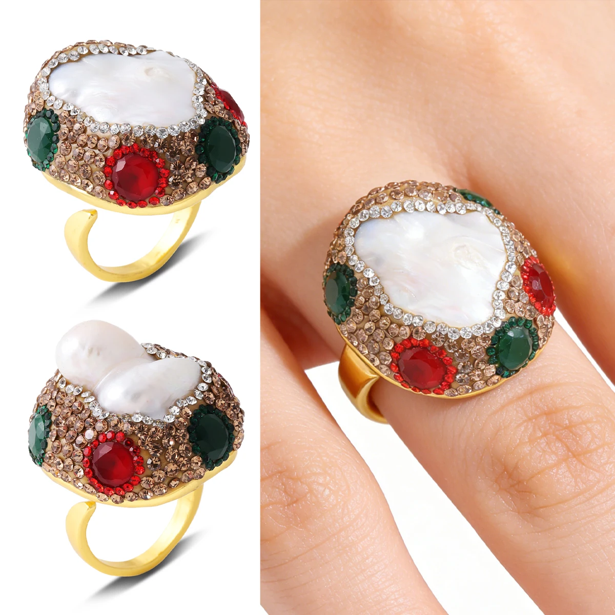 Baroque pearl Rings for Women Copper Antique Gold Color Oval Crystal Emerald Round Natural Stone Designer Retro Jewelry
Baroque pearl Rings for Women Copper Antique Gold Color Oval Crystal Emerald Round Natural Stone Designer Retro Jewelry