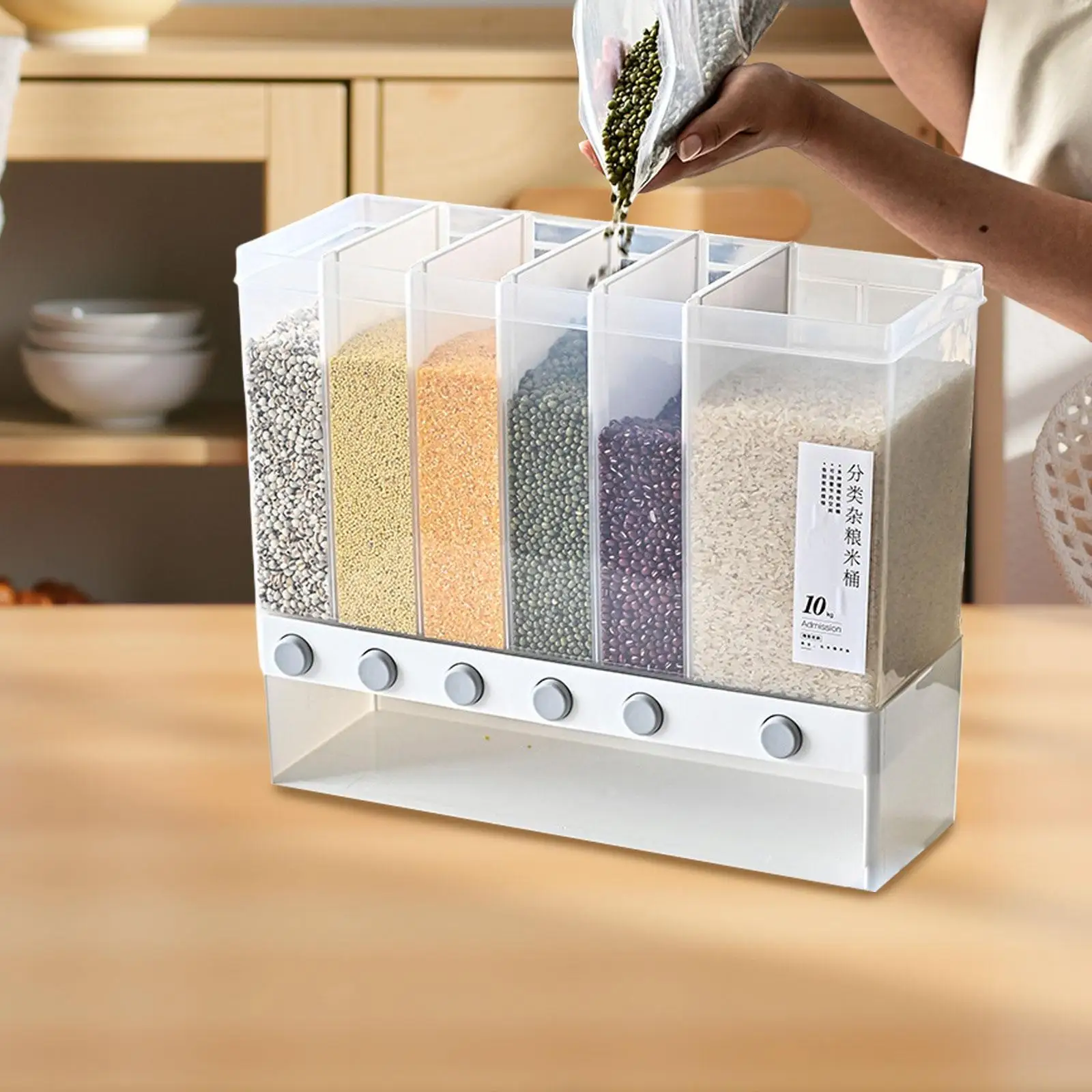 Cereal Dispenser Storage Container 6 Grid Wall Organizer 10L Dry Food Dispenser for Grains Corn
Cereal Dispenser Storage Container 6 Grid Wall Organizer 10L Dry Food Dispenser for Grains Corn