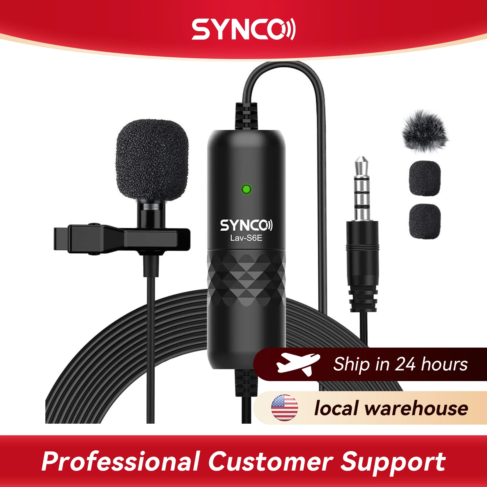 SYNCO Lapel Microphone Lav S6E Omnidirectional Condenser Lapel Mic Recording Mic Compatible with iPhone iPad for YouTube Recorde
SYNCO Lapel Microphone Lav S6E Omnidirectional Condenser Lapel Mic Recording Mic Compatible with iPhone iPad for YouTube Recorde
