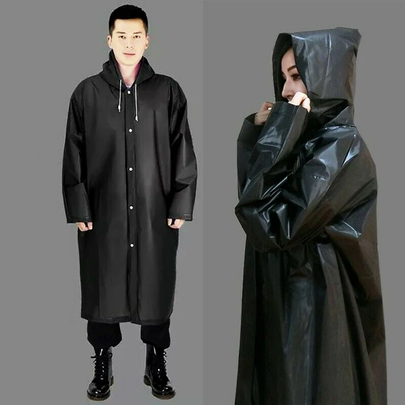 Men Raincoat Unisex Rainwear Women Outdoor PVC Hooded Jacket Fashion Loose Outerwear Solid Waterproof Button Down
Men Raincoat Unisex Rainwear Women Outdoor PVC Hooded Jacket Fashion Loose Outerwear Solid Waterproof Button Down