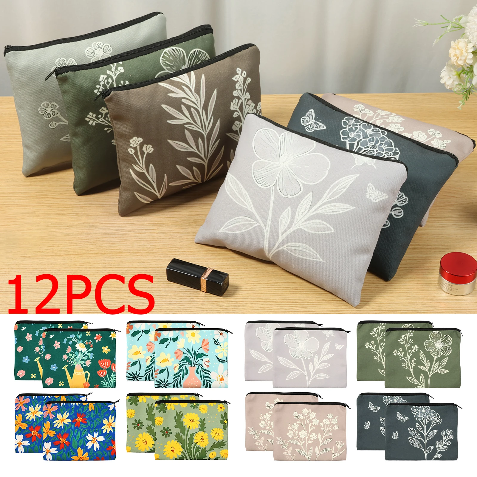 12Pcs Canvas Zippered Makeup Bag Vintage Flower Pattern Portable Travel Cosmetic Storage Pouch Wallet Office Pencil Case
12Pcs Canvas Zippered Makeup Bag Vintage Flower Pattern Portable Travel Cosmetic Storage Pouch Wallet Office Pencil Case