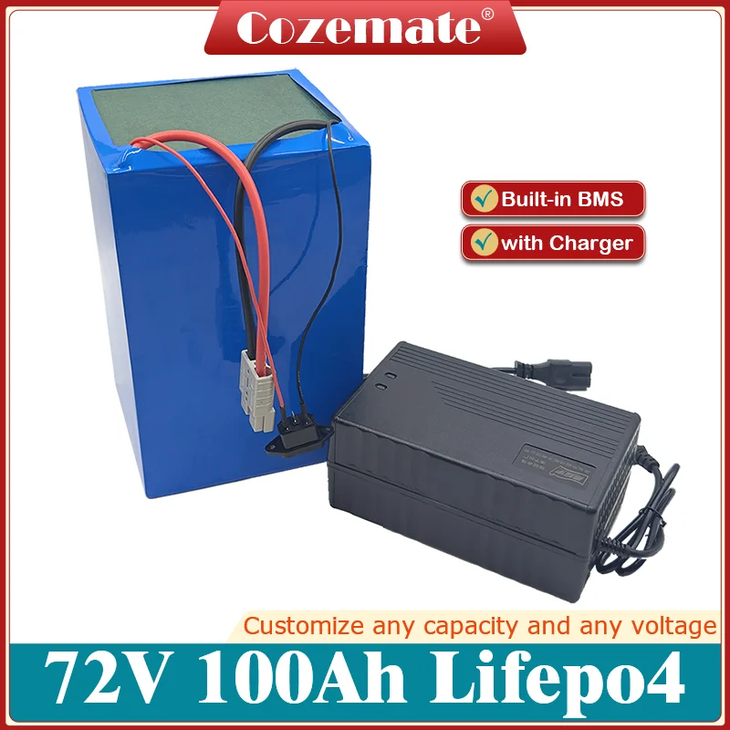 Lithium 72V 100Ah Lifepo4 Battery Pack with BMS 5000W 7200W for vehicle motor power solar storage system go cart + 5A Charger
Lithium 72V 100Ah Lifepo4 Battery Pack with BMS 5000W 7200W for vehicle motor power solar storage system go cart + 5A Charger