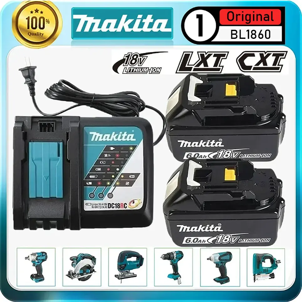 100% Original Makita 6Ah/5Ah/3Ah for Makita 18V Battery BL1830B BL1850B BL1850 BL1815 BL1840 BL1860 Replacement Lithium Battery
100% Original Makita 6Ah/5Ah/3Ah for Makita 18V Battery BL1830B BL1850B BL1850 BL1815 BL1840 BL1860 Replacement Lithium Battery
