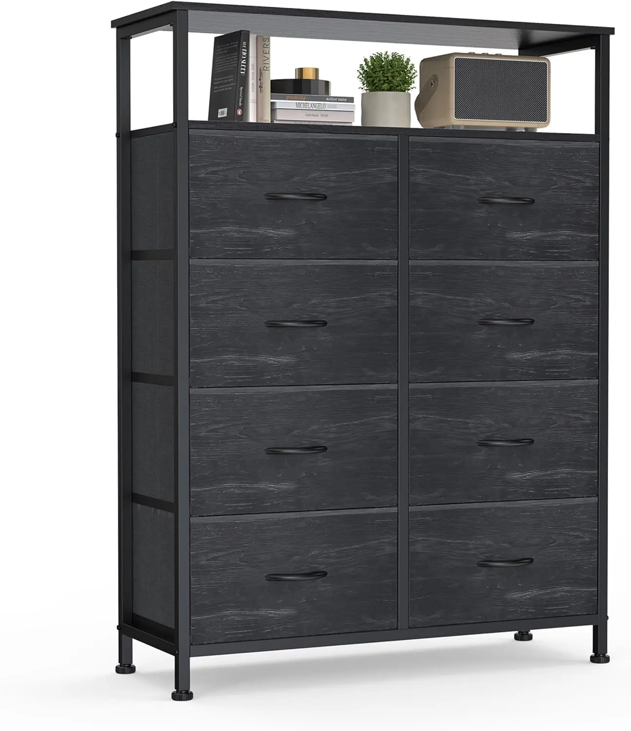 Tall 8-Drawer Fabric Dresser for Bedroom, Storage Tower with Shelf, Black Wood Grain
Tall 8-Drawer Fabric Dresser for Bedroom, Storage Tower with Shelf, Black Wood Grain