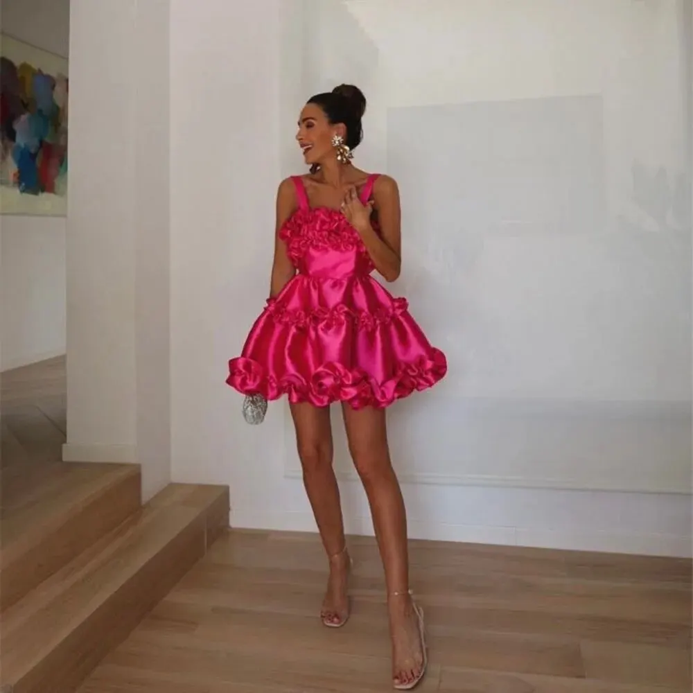 Fashionable Satin Mini Homecoming Puffy Ruffles Special Short Prom Gowns Cocktail Evening Party Custom Made Robe De
Fashionable Satin Mini Homecoming Puffy Ruffles Special Short Prom Gowns Cocktail Evening Party Custom Made Robe De