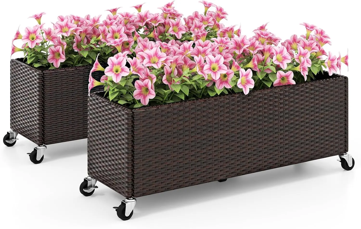 Giantex Set of 2 Wicker Raised Garden Bed with Wheels, 38”x12”x14”, Rectangular Garden Planter Box w/PE Rattan, Liner
Giantex Set of 2 Wicker Raised Garden Bed with Wheels, 38”x12”x14”, Rectangular Garden Planter Box w/PE Rattan, Liner
