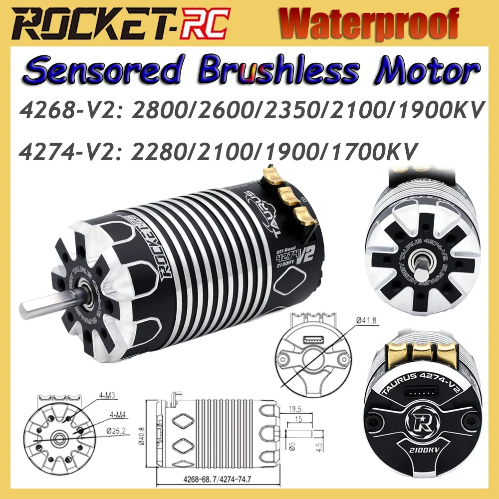 ROCKET-RC 4268 4274 V2 Водонепроницаемый бесщеточный двигатель с датчиком для 1/8 Arrma Traxxas Wltoys HSP RC Off-Road Buggy Monster Truck Cars
ROCKET-RC 4268 4274 V2 Водонепроницаемый бесщеточный двигатель с датчиком для 1/8 Arrma Traxxas Wltoys HSP RC Off-Road Buggy Monster Truck Cars