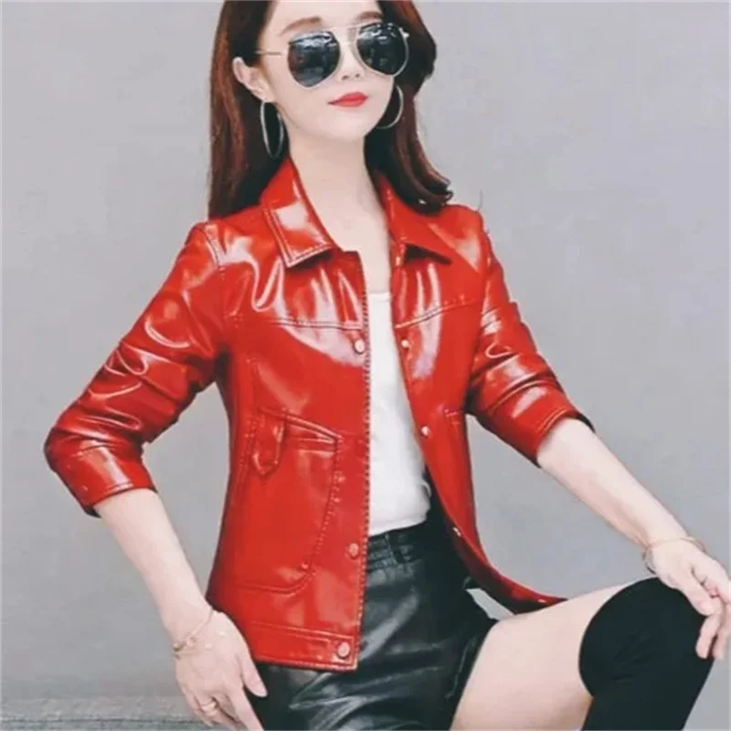 Super Red Black Leather Jacket Women's Leather Coat Top 2026 New Fashion Versatile Spring Autumn Locomotive Outerwear
Super Red Black Leather Jacket Women's Leather Coat Top 2026 New Fashion Versatile Spring Autumn Locomotive Outerwear