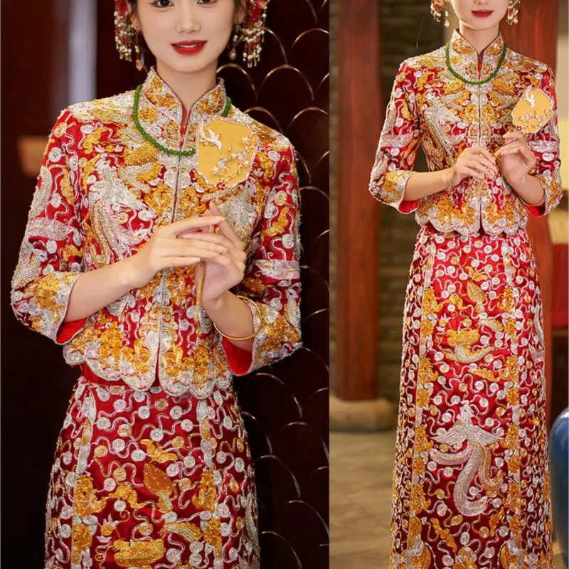 Longfeng coat new slim-fit toasting heavy industry plate gold embroidery cabinet dress
Longfeng coat new slim-fit toasting heavy industry plate gold embroidery cabinet dress