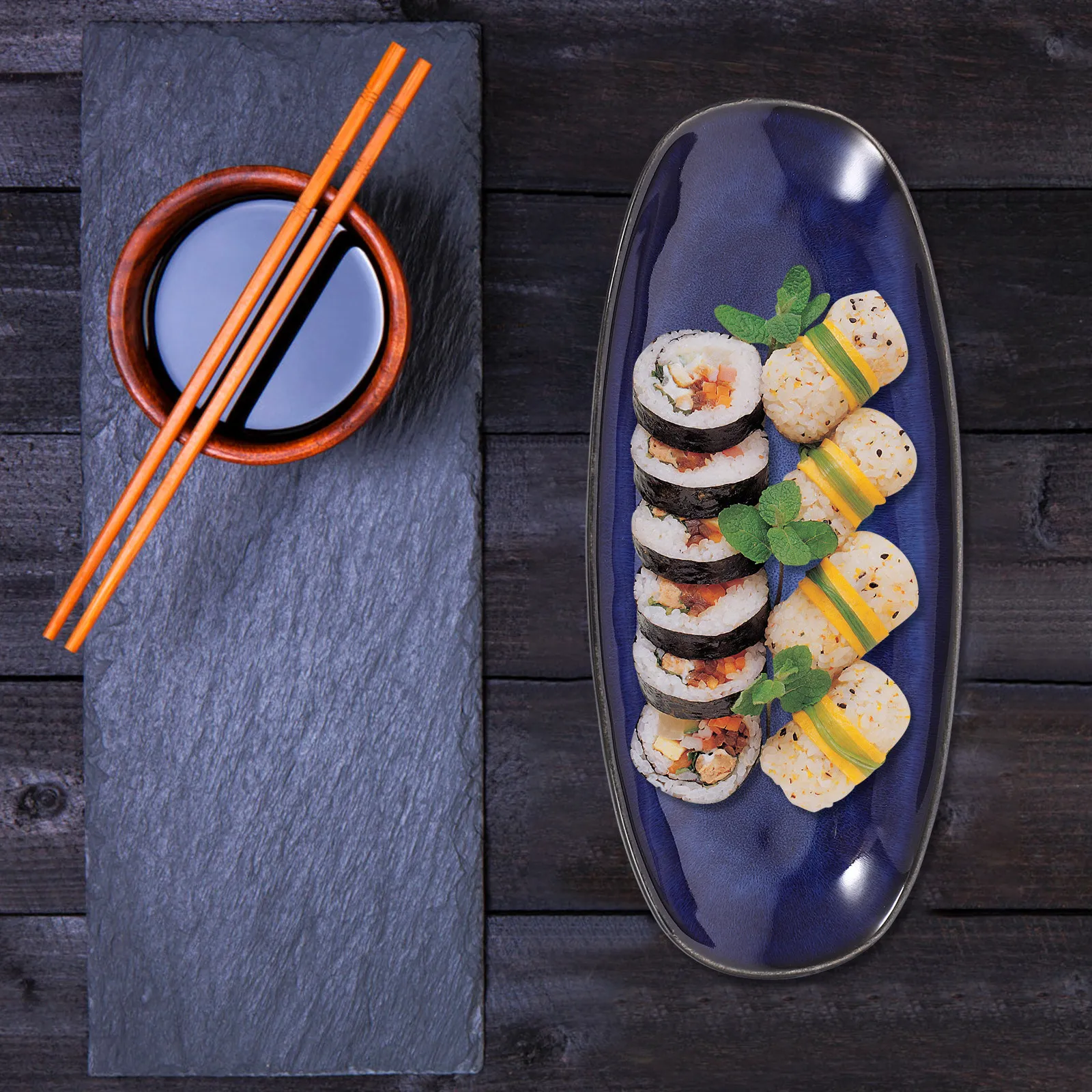 Ceramic Sushi Plate Small Blue Dish Elegant Design Multi-Functional Snack Fruit Appetizer Sauce Tray for Family Gathering Bar
Ceramic Sushi Plate Small Blue Dish Elegant Design Multi-Functional Snack Fruit Appetizer Sauce Tray for Family Gathering Bar