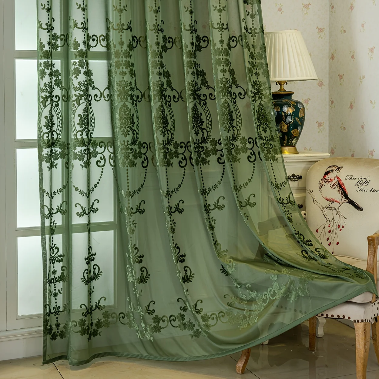 2Panels Bohemian Countryside Green Jacquard Transparent Curtains, Hanging with Grommets, Suitable for Living Rooms, Bedrooms, Balconies, Kitchens, Offices, Curtain Decoration, Etc
2Panels Bohemian Countryside Green Jacquard Transparent Curtains, Hanging with Grommets, Suitable for Living Rooms, Bedrooms, Balconies, Kitchens, Offices, Curtain Decoration, Etc
