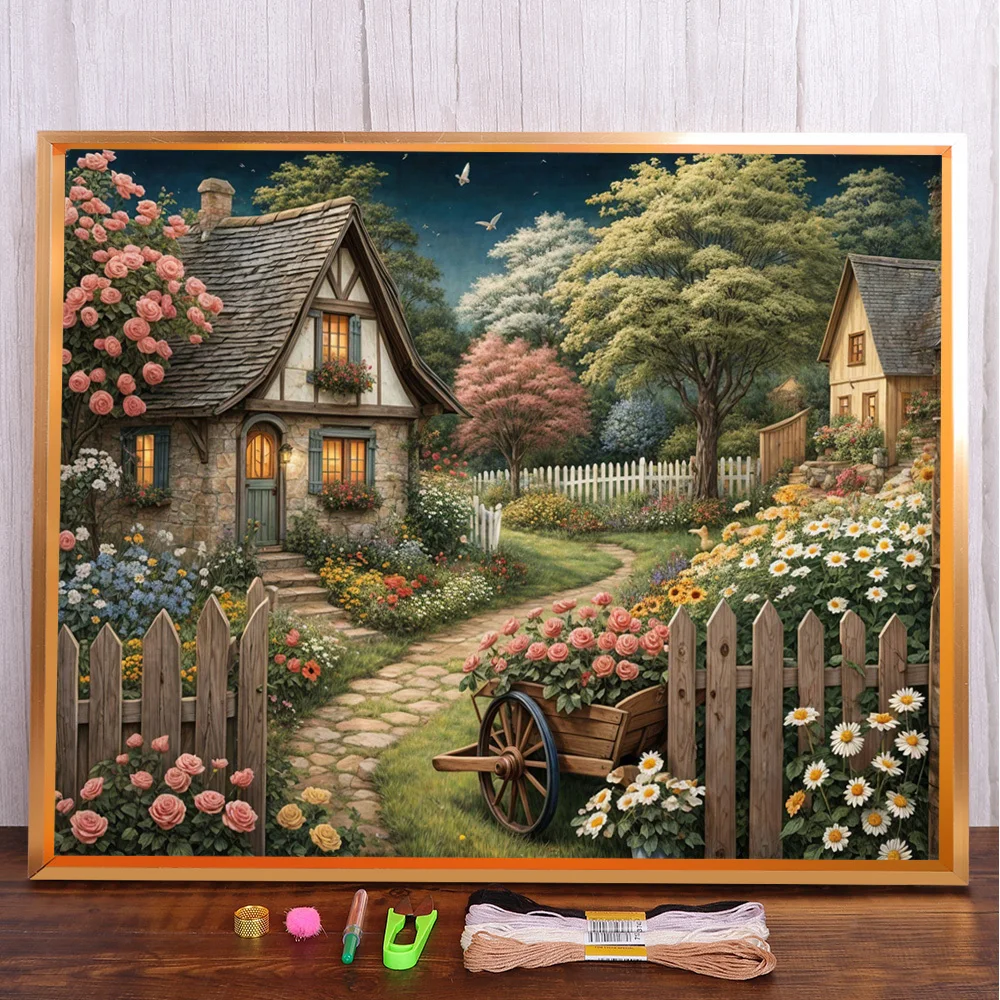 Scenery Flower House Cross Stitch Set DIY Embroidery Needlework Handicraft Handmade Painting Home Decor Sales Promotions
Scenery Flower House Cross Stitch Set DIY Embroidery Needlework Handicraft Handmade Painting Home Decor Sales Promotions