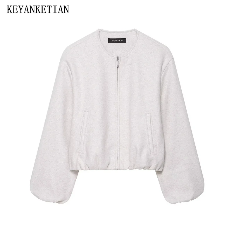 KEYANKETIAN Autumn And Winter New Women's Round Neck Side Pocket Zipper Lantern Sleeve Woolen Jacket Women Coat
KEYANKETIAN Autumn And Winter New Women's Round Neck Side Pocket Zipper Lantern Sleeve Woolen Jacket Women Coat