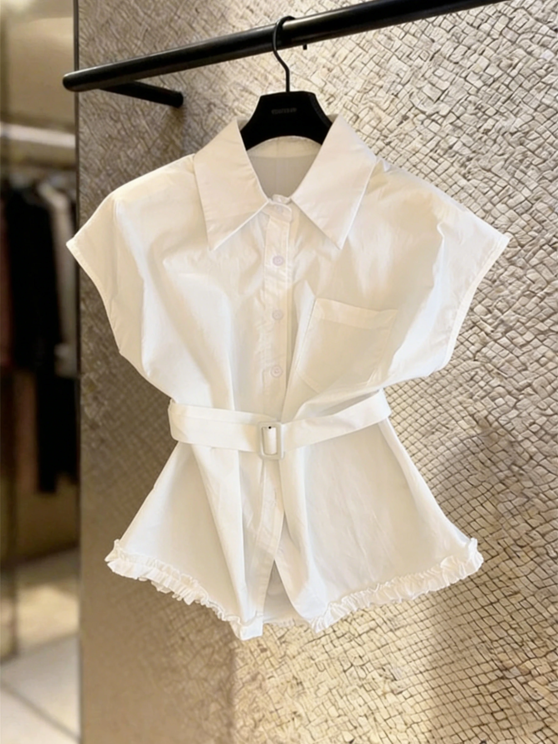 Elegant Collar Short Sleeve Shirt Women's Mid-Length Slimming Waist Design Summer New Style French Style Viscose Fiber
Elegant Collar Short Sleeve Shirt Women's Mid-Length Slimming Waist Design Summer New Style French Style Viscose Fiber
