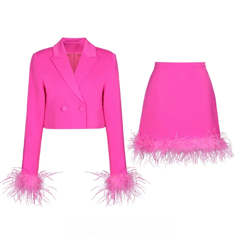 2024 New Fashion High-End Ostrich Feather Long Sleeve Slimming Commute Women's Suit Short Skirt Set Elegant Professional
2024 New Fashion High-End Ostrich Feather Long Sleeve Slimming Commute Women's Suit Short Skirt Set Elegant Professional
