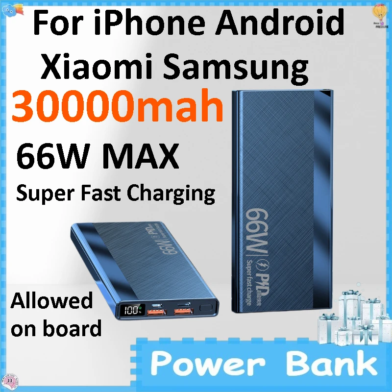 30000mAh Large Power Bank 66W Super Fast Charging PD Portable External Battery Universal for IPhone Android Xiaomi Samsung
30000mAh Large Power Bank 66W Super Fast Charging PD Portable External Battery Universal for IPhone Android Xiaomi Samsung