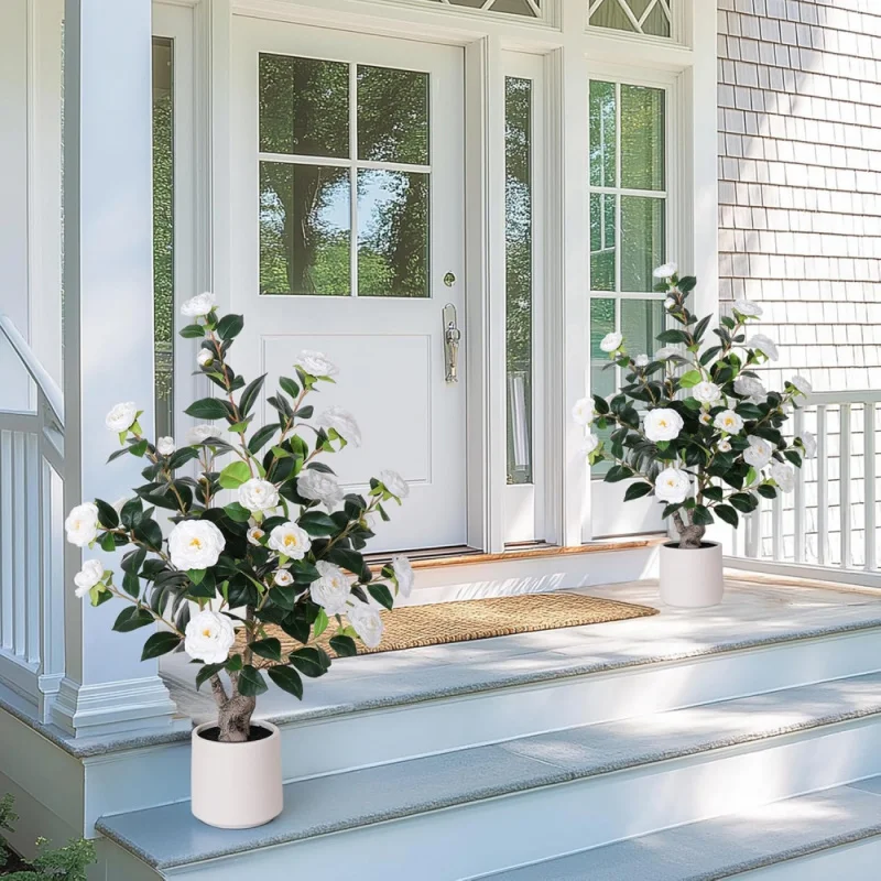 Artificial Camellia Tree with White Planter - 39 inch Tall Fake Tree,3.2 Ft Artificial Plants Indoor & Outdoor Housewarm 
Artificial Camellia Tree with White Planter - 39 inch Tall Fake Tree,3.2 Ft Artificial Plants Indoor & Outdoor Housewarm