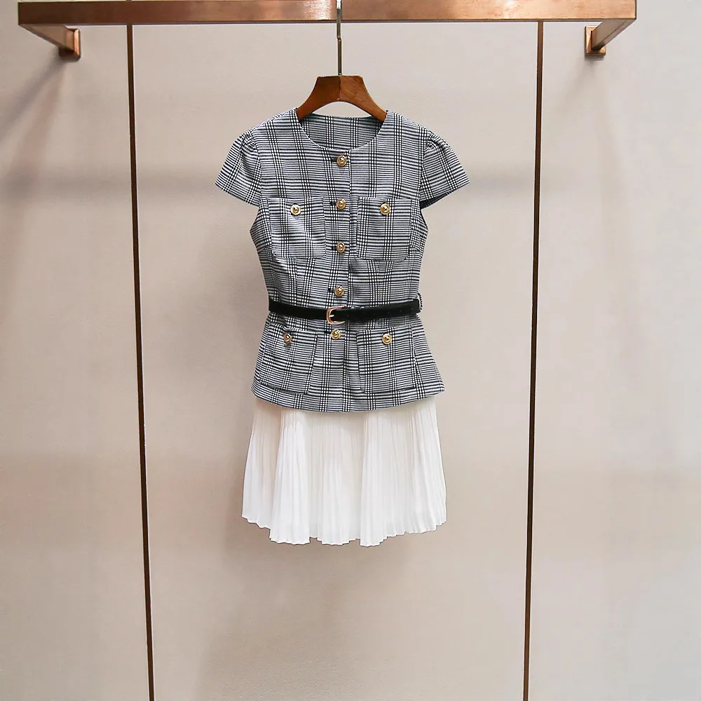 Summer New Plaid Splice High Waist Hepburn Style Women's Dress A-Line Skirt Short Sleeve Polyester Fiber Commute Style
Summer New Plaid Splice High Waist Hepburn Style Women's Dress A-Line Skirt Short Sleeve Polyester Fiber Commute Style