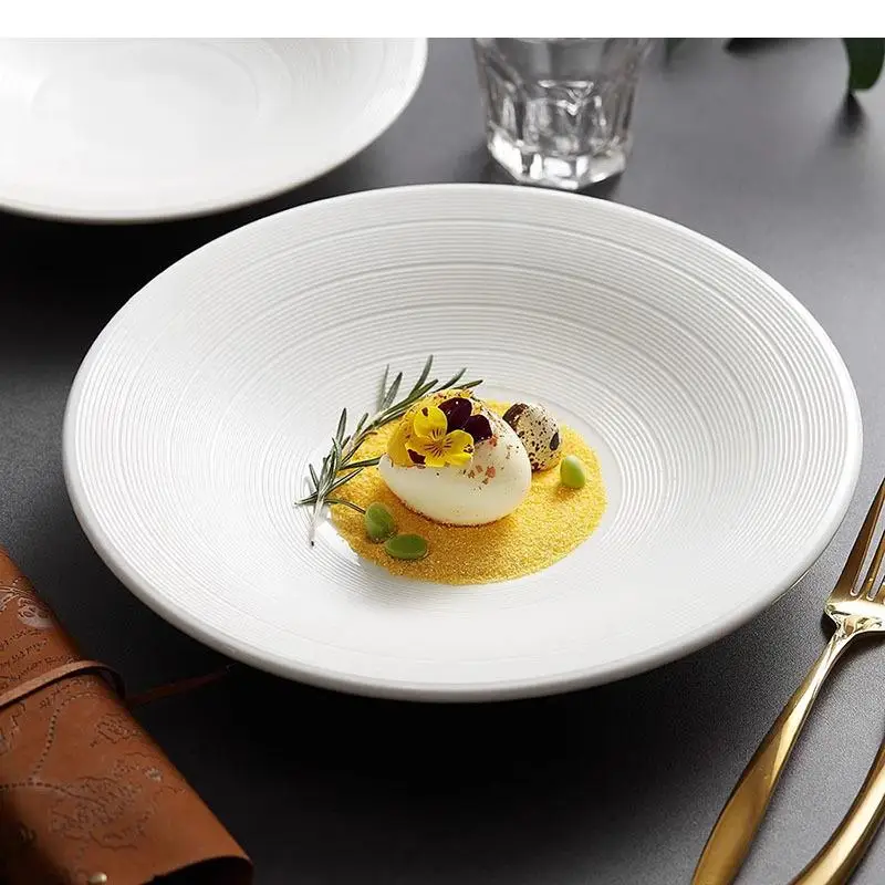 Solid Color Threaded Ceramic Salad Plate Restaurant Pasta Thick Soup Dessert Plates Specialty Tableware
Solid Color Threaded Ceramic Salad Plate Restaurant Pasta Thick Soup Dessert Plates Specialty Tableware
