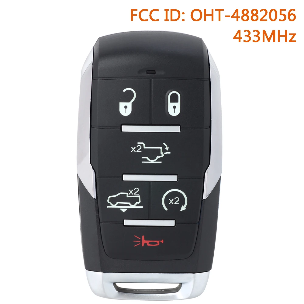 KEYECU OHT-4882056 433MHz Smart Remote Key Fob for Dodge Ram 1500 Pickup 2019 2020 2021 2022 2023 2024 68312808 68442912
KEYECU OHT-4882056 433MHz Smart Remote Key Fob for Dodge Ram 1500 Pickup 2019 2020 2021 2022 2023 2024 68312808 68442912