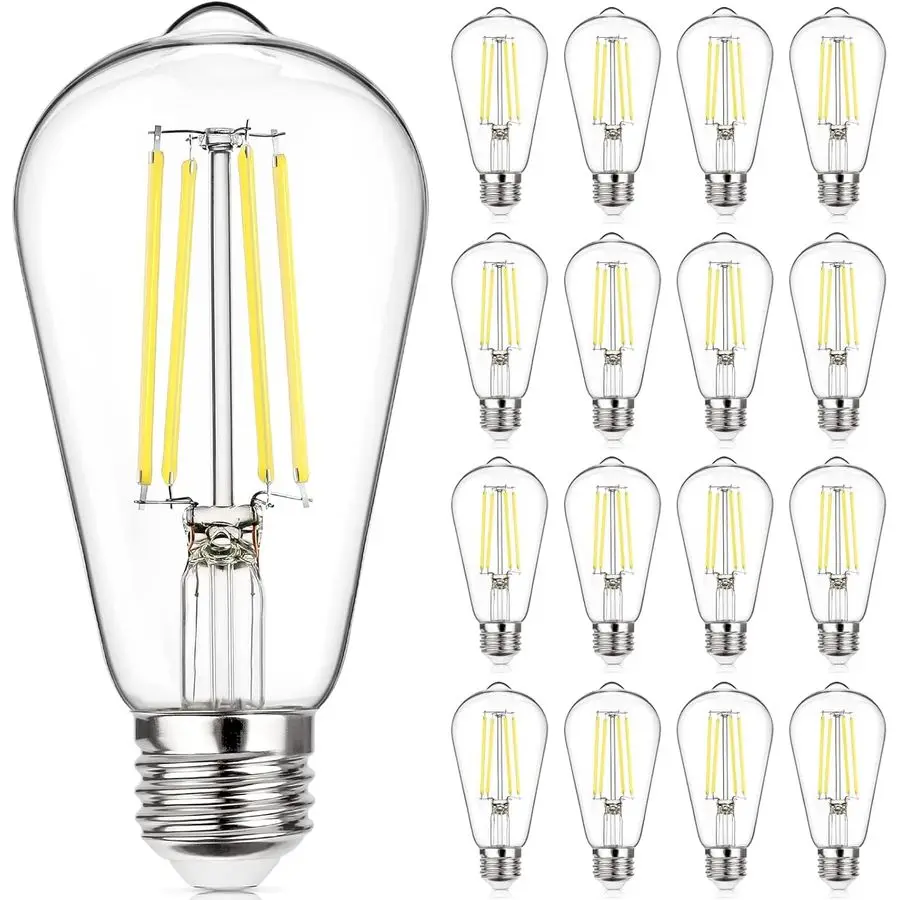 Светодиодные лампы E26 Edison, светодиодные лампы с нитью накала, 6 Вт (эквивалент 60 Вт), винтажные лампы для люстр, 5000K, дневной белый свет, ST58, прозрачные, G-образные.
Светодиодные лампы E26 Edison, светодиодные лампы с нитью накала, 6 Вт (эквивалент 60 Вт), винтажные лампы для люстр, 5000K, дневной белый свет, ST58, прозрачные, G-образные.