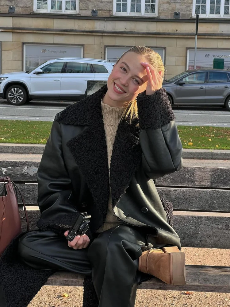 Женское черное меховое лоскутное кожаное пальто, женское шикарное свободное пальто с лацканами и длинными рукавами на шнуровке, зимние повседневные куртки Highstreet
Женское черное меховое лоскутное кожаное пальто, женское шикарное свободное пальто с лацканами и длинными рукавами на шнуровке, зимние повседневные куртки Highstreet