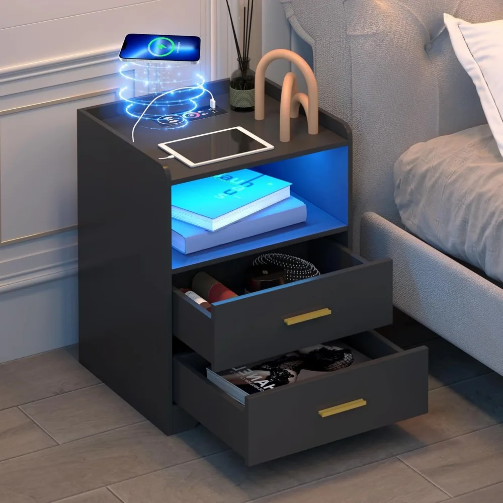 LED Nightstand with Charging Station,Modern Night Stands with 24-Color RGB LED Lights,Smart Lighted Bed side Table/Night Stand
LED Nightstand with Charging Station,Modern Night Stands with 24-Color RGB LED Lights,Smart Lighted Bed side Table/Night Stand