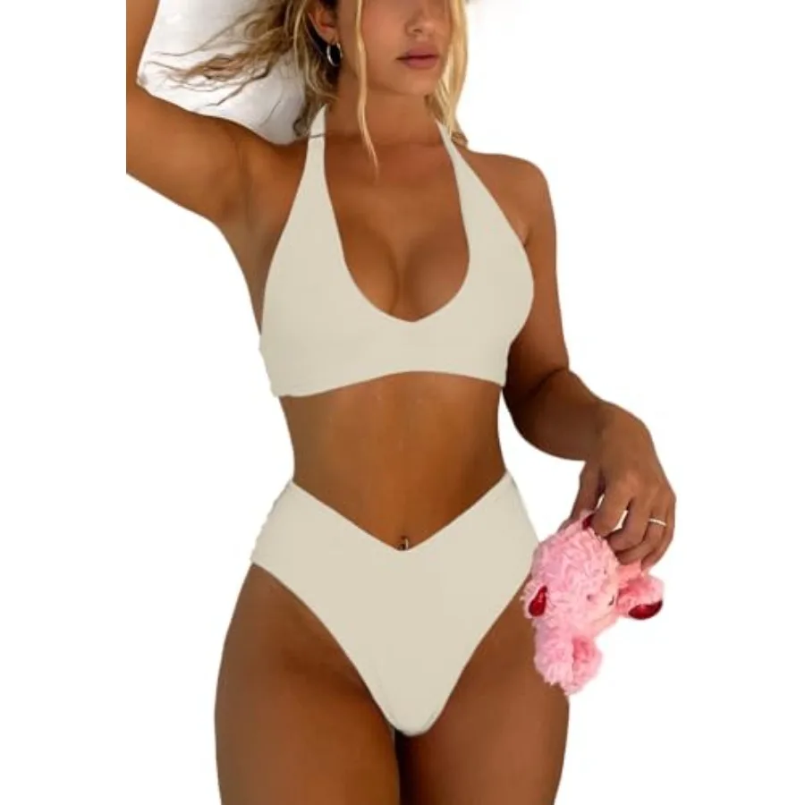Women's Sexy High Leg Triangle Halter Bikini Set Padded Cup Bikini Cheeky Swimsuit V Cut Thong Bathing Suit
Women's Sexy High Leg Triangle Halter Bikini Set Padded Cup Bikini Cheeky Swimsuit V Cut Thong Bathing Suit