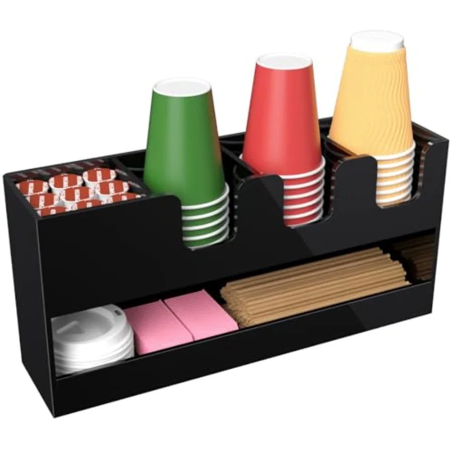 Coffee Condiment and Cup Organizer - -Tier Upright Cup and Lid Holder with Straw Organizer Acrylic Cup Dispenser for Restaurant
Coffee Condiment and Cup Organizer - -Tier Upright Cup and Lid Holder with Straw Organizer Acrylic Cup Dispenser for Restaurant