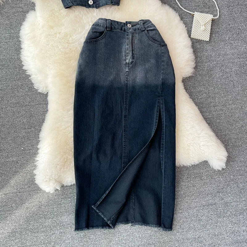 High Waist A-Line Midi Skirt with Slit Two-Piece Set ort Top to Wrap around Skirt Denim Dr for Young Women 8-25
High Waist A-Line Midi Skirt with Slit Two-Piece Set ort Top to Wrap around Skirt Denim Dr for Young Women 8-25