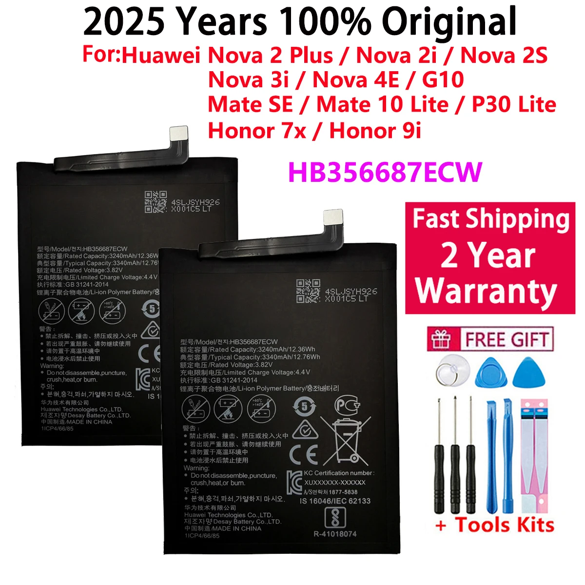 Original HB356687ECW 3340mAh Battery For Huawei Mate 10 lite Nova 2i Honor 9i G10 RNE-AL00 RNE-L11 L21 L22 L23 RNE-L01 L02 L03
Original HB356687ECW 3340mAh Battery For Huawei Mate 10 lite Nova 2i Honor 9i G10 RNE-AL00 RNE-L11 L21 L22 L23 RNE-L01 L02 L03