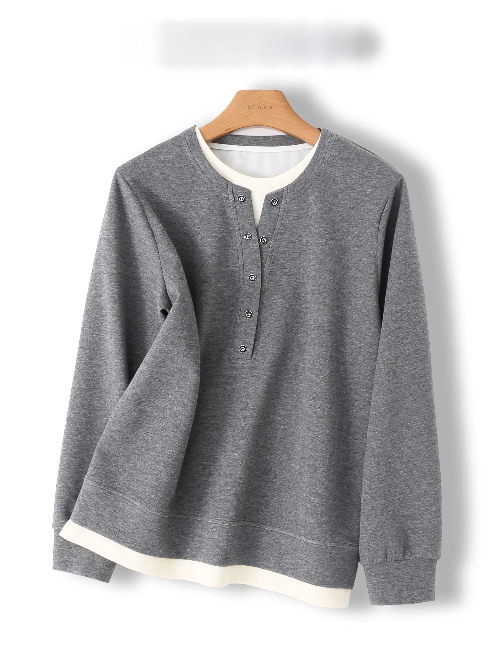 Slimming Effect Casual Pure Color Half Open Collar Fake Two-Piece Sweatshirt for Women Big Q Goods Comfortable Versatile Top
Slimming Effect Casual Pure Color Half Open Collar Fake Two-Piece Sweatshirt for Women Big Q Goods Comfortable Versatile Top