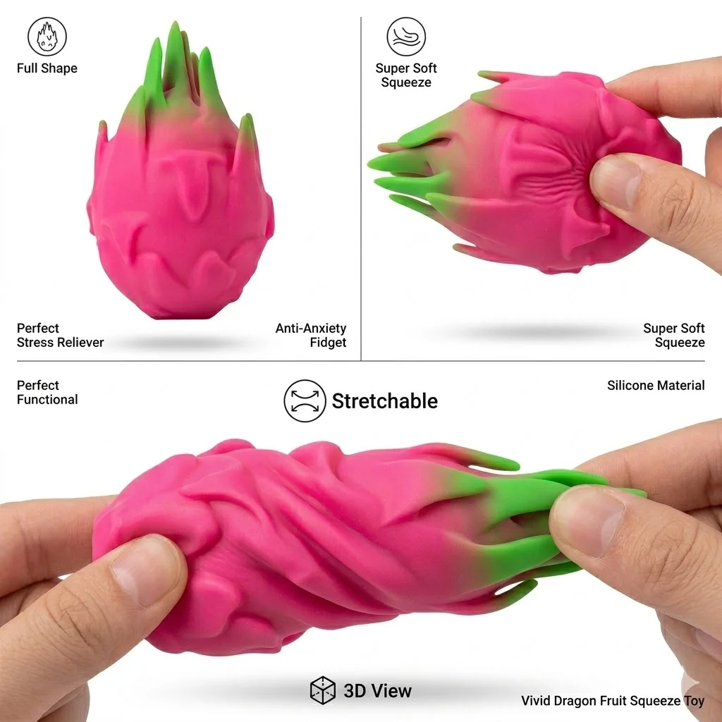 .Pink Green Dragon Fruit Squeeze Toy Silicone Squishy Fidget Sensory Toy for Autism ADHD Stress Relief Venting for Adults
.Pink Green Dragon Fruit Squeeze Toy Silicone Squishy Fidget Sensory Toy for Autism ADHD Stress Relief Venting for Adults