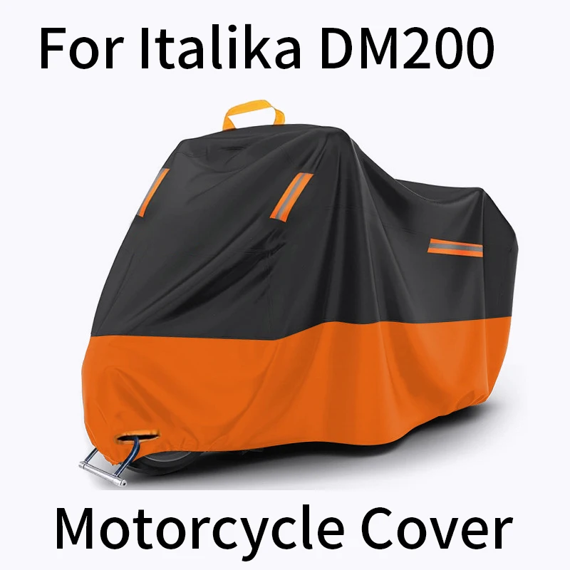 For Italika DM200, Waterproof UV Dustproof Motorcycle Cover with Reflective Strips, Lock Holes & Storage Bag
For Italika DM200, Waterproof UV Dustproof Motorcycle Cover with Reflective Strips, Lock Holes & Storage Bag