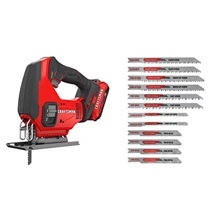 V20 Cordless Jig Saw Kit with Jigsaw Blades U-Shank Set 12-Piece CMCS600D1 and CMAJ2SET12
V20 Cordless Jig Saw Kit with Jigsaw Blades U-Shank Set 12-Piece CMCS600D1 and CMAJ2SET12