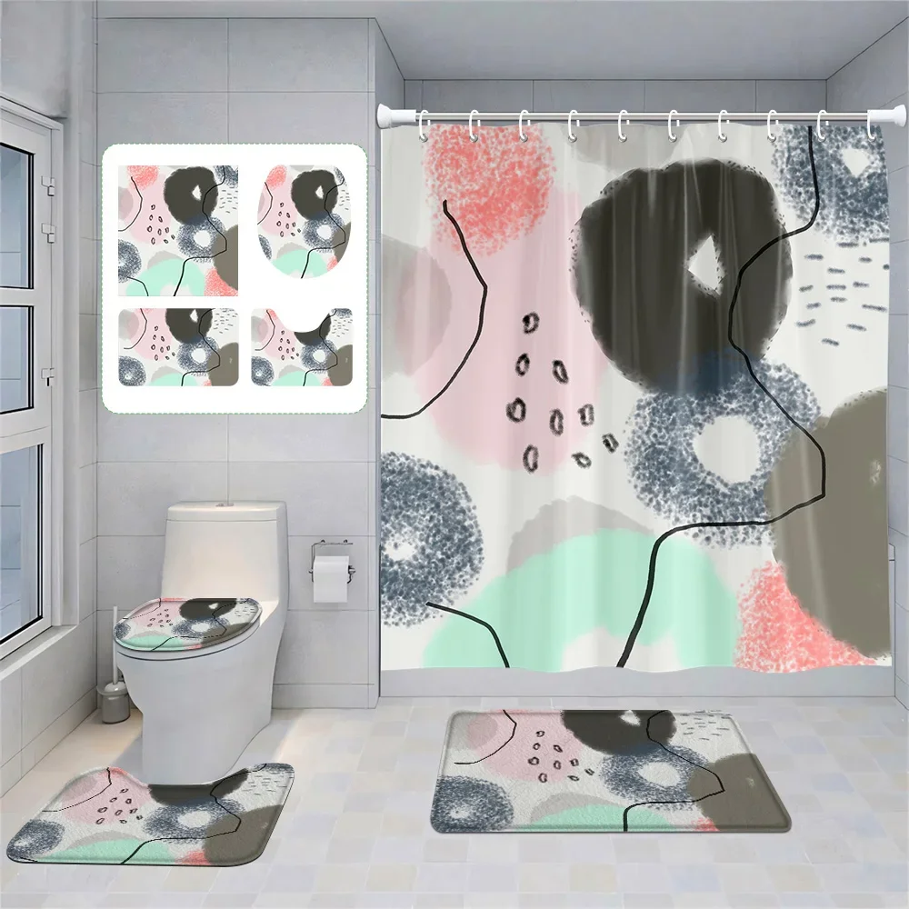 Nordic Minimalist Abstract Geometric Bathroom suit Morandi Shower Curtain Floor Mat Toilet Mat Four-piece Home Decoration
Nordic Minimalist Abstract Geometric Bathroom suit Morandi Shower Curtain Floor Mat Toilet Mat Four-piece Home Decoration