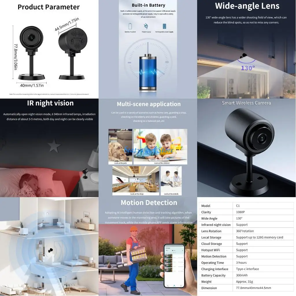 C7AB Smartests Motion Activated Mini Camera 4K UHD Resolution Wireless WiFi Infrareds Night Visioning
C7AB Smartests Motion Activated Mini Camera 4K UHD Resolution Wireless WiFi Infrareds Night Visioning
