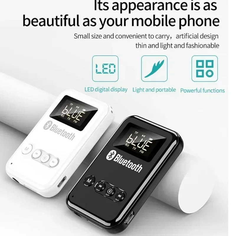 LED Bluetooth 5.0 Adapter Transmitter Receiver Wireless Audio For Car Music Headphone Speaker 300mA Battery Support TF Card FM
LED Bluetooth 5.0 Adapter Transmitter Receiver Wireless Audio For Car Music Headphone Speaker 300mA Battery Support TF Card FM
