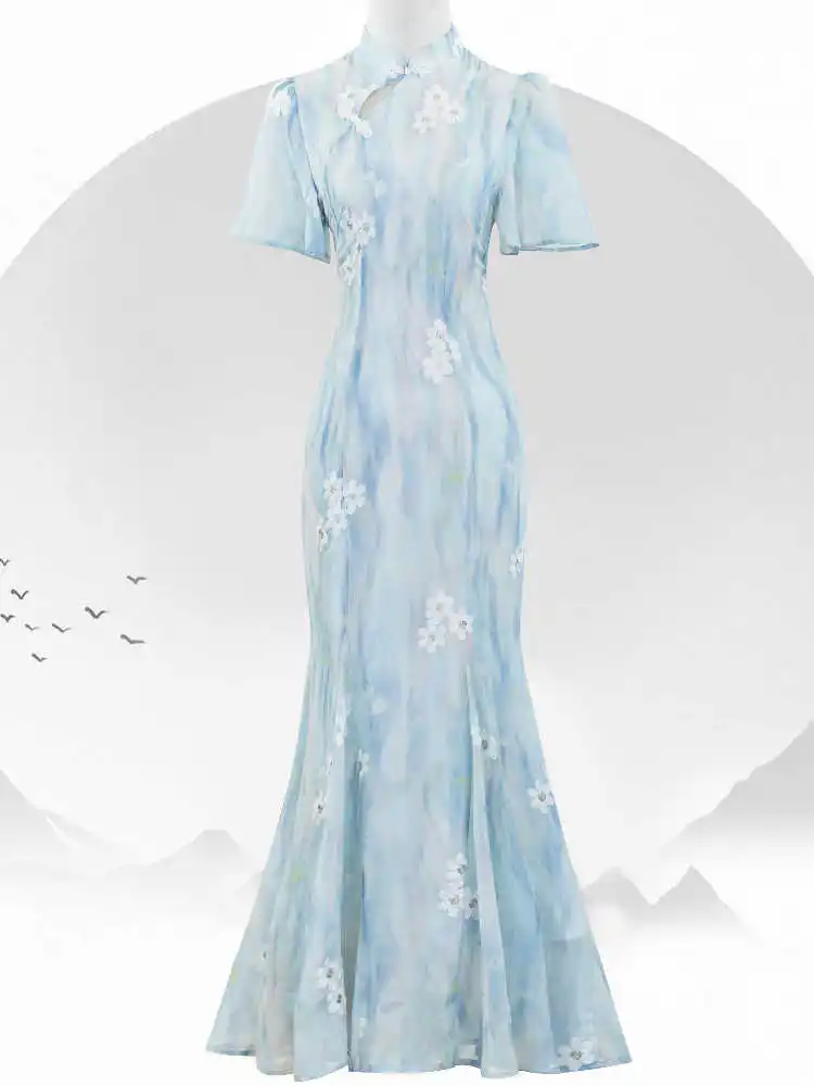 Blue adient Fi Tail ort Sve Midi Dr Women's New Chinese Sle Slim Fit Summer Dr Vintage Sle
Blue adient Fi Tail ort Sve Midi Dr Women's New Chinese Sle Slim Fit Summer Dr Vintage Sle